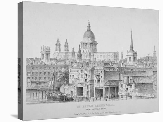 St Paul's Cathedral from Southwark Bridge, City of London, 1835-null-Stretched Canvas