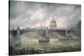 St. Paul's Cathedral from the Southwark Bank, Doggett Coat and Badge Race in Progress-Richard Willis-Stretched Canvas