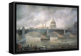 St. Paul's Cathedral from the Southwark Bank, Doggett Coat and Badge Race in Progress-Richard Willis-Framed Stretched Canvas