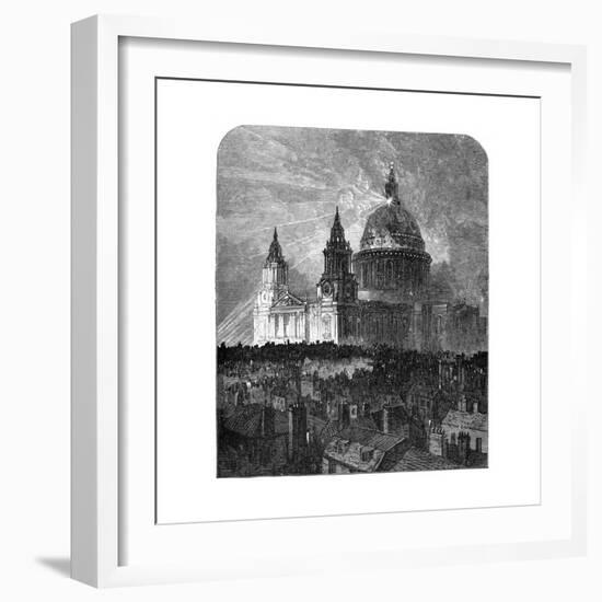 St Paul's Cathedral Illuminated for Thanksgiving Day, London, 1900-null-Framed Giclee Print