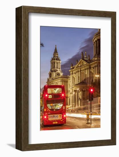 St. Paul's Cathedral in London at Dusk.-David Bank-Framed Photographic Print