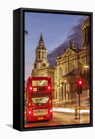 St. Paul's Cathedral in London at Dusk.-David Bank-Framed Stretched Canvas