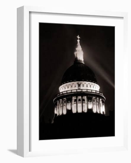 St. Paul's Cathedral in London Lit up at Night for Victory Day Celebrations, June 1946-null-Framed Photographic Print