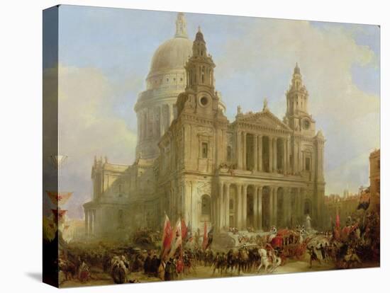 St. Paul's Cathedral with the Lord Mayor's Procession, 1836-David Roberts-Stretched Canvas