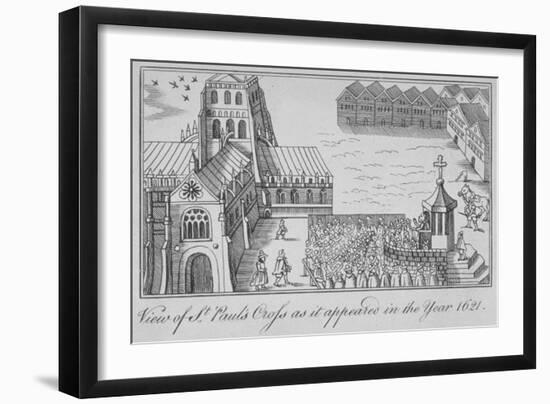 St Paul's Cross and Old St Paul's Cathedral, City of London, 1621-null-Framed Giclee Print