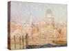 St. Paul's from the River: Morning Sun in Winter-Henri Eugene Augustin Le Sidaner-Stretched Canvas