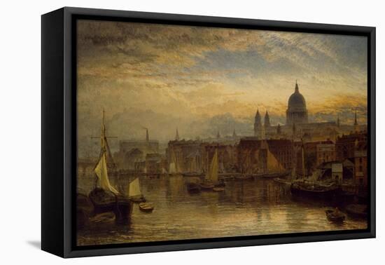 St. Paul's from the River Thames, 1877 (Oil on Canvas)-Henry Dawson-Framed Stretched Canvas