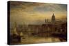 St. Paul's from the River Thames, 1877 (Oil on Canvas)-Henry Dawson-Stretched Canvas