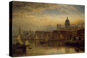 St. Paul's from the River Thames, 1877 (Oil on Canvas)-Henry Dawson-Stretched Canvas