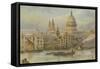 St. Paul's, from the Thames-English School-Framed Stretched Canvas