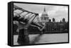 St Paul's Millennium Bridge BW-Toula Mavridou-Messer-Framed Stretched Canvas