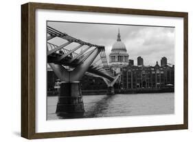 St Paul's Millennium Bridge BW-Toula Mavridou-Messer-Framed Photographic Print