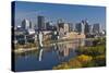 St Paul, Skyline from Mississippi River, Minneapolis, Minnesota, USA-Walter Bibikow-Stretched Canvas