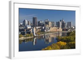 St Paul, Skyline from Mississippi River, Minneapolis, Minnesota, USA-Walter Bibikow-Framed Photographic Print