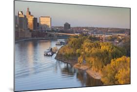 St Paul, Skyline from Mississippi River, Minneapolis, Minnesota, USA-Walter Bibikow-Mounted Photographic Print