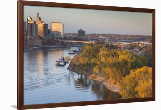 St Paul, Skyline from Mississippi River, Minneapolis, Minnesota, USA-Walter Bibikow-Framed Photographic Print