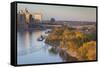 St Paul, Skyline from Mississippi River, Minneapolis, Minnesota, USA-Walter Bibikow-Framed Stretched Canvas