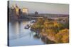 St Paul, Skyline from Mississippi River, Minneapolis, Minnesota, USA-Walter Bibikow-Stretched Canvas