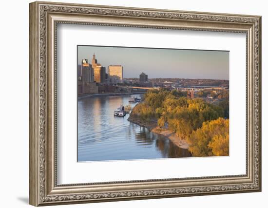 St Paul, Skyline from Mississippi River, Minneapolis, Minnesota, USA-Walter Bibikow-Framed Photographic Print