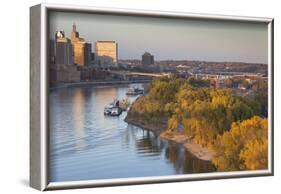 St Paul, Skyline from Mississippi River, Minneapolis, Minnesota, USA-Walter Bibikow-Framed Photographic Print