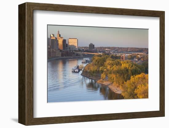 St Paul, Skyline from Mississippi River, Minneapolis, Minnesota, USA-Walter Bibikow-Framed Photographic Print