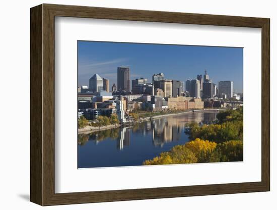 St Paul, Skyline from Mississippi River, Minneapolis, Minnesota, USA-Walter Bibikow-Framed Photographic Print