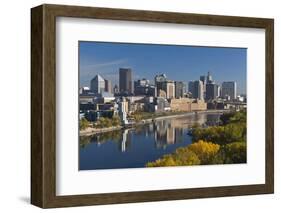 St Paul, Skyline from Mississippi River, Minneapolis, Minnesota, USA-Walter Bibikow-Framed Photographic Print