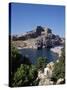 St. Pauls Bay Looking Towards Lindos Acropolis, Lindos, Rhodes, Dodecanese Islands, Greece-Tom Teegan-Stretched Canvas