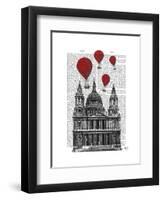 St Pauls Cathedral and Red Hot Air Balloons-Fab Funky-Framed Art Print