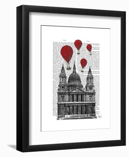 St Pauls Cathedral and Red Hot Air Balloons-Fab Funky-Framed Art Print