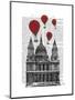 St Pauls Cathedral and Red Hot Air Balloons-Fab Funky-Mounted Art Print