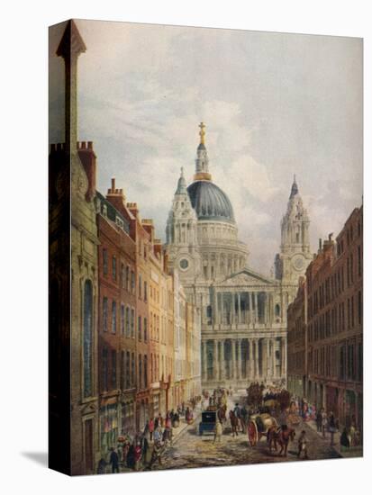 St Pauls Cathedral, Looking Up Ludgate Hill, London, 1925-Lloyd Brothers-Stretched Canvas