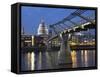 St Pauls Cathedral Seen across the Millennium Bridge-Julian Love-Framed Stretched Canvas