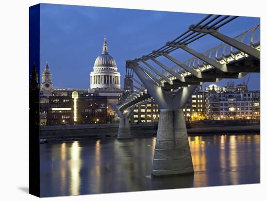 St Pauls Cathedral Seen across the Millennium Bridge-Julian Love-Stretched Canvas