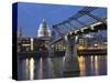 St Pauls Cathedral Seen across the Millennium Bridge-Julian Love-Stretched Canvas