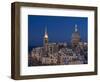 St Pauls Pro Cathedral and Carmelite's church, both landmarks of Valletta, Malta at blue hour-enricocacciafotografie-Framed Photographic Print