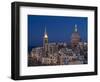 St Pauls Pro Cathedral and Carmelite's church, both landmarks of Valletta, Malta at blue hour-enricocacciafotografie-Framed Photographic Print