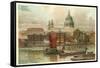 St. Pauls, Thames, London, England-null-Framed Stretched Canvas