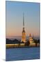 St. Peter and Paul Cathedral and the River Neva at Night, St. Petersburg, Russia, Europe-Martin Child-Mounted Photographic Print