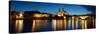 St. Peter and Paul Church with Bridge Lit Up at Dusk, River Shannon, Athlone, Republic of Ireland-null-Stretched Canvas