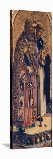 St Peter and St Dominic, Detail from Camerino Polyptych-Carlo Crivelli-Stretched Canvas