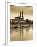 St. Peter Cathedral and Town, Dom, Regensburg, Bavaria, Germany-Walter Bibikow-Framed Photographic Print