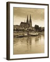 St. Peter Cathedral and Town, Dom, Regensburg, Bavaria, Germany-Walter Bibikow-Framed Photographic Print