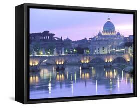 St. Peter's and Ponte Sant Angelo, The Vatican, Rome, Italy-Walter Bibikow-Framed Stretched Canvas