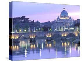 St. Peter's and Ponte Sant Angelo, The Vatican, Rome, Italy-Walter Bibikow-Stretched Canvas