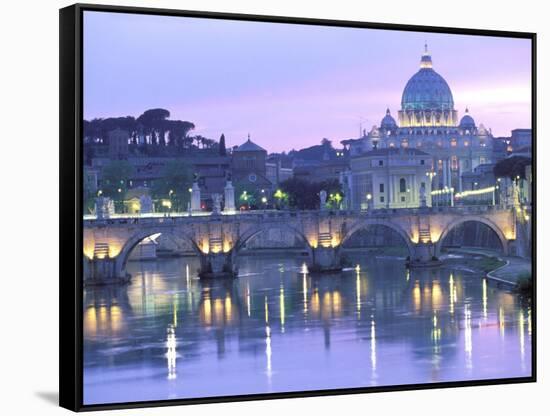 St. Peter's and Ponte Sant Angelo, The Vatican, Rome, Italy-Walter Bibikow-Framed Stretched Canvas