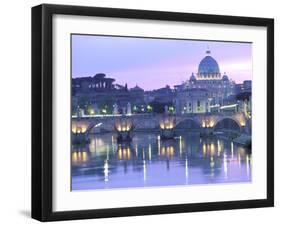 St. Peter's and Ponte Sant Angelo, The Vatican, Rome, Italy-Walter Bibikow-Framed Premium Photographic Print