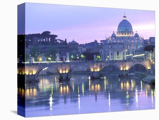 St. Peter's and Ponte Sant Angelo, The Vatican, Rome, Italy-Walter Bibikow-Stretched Canvas