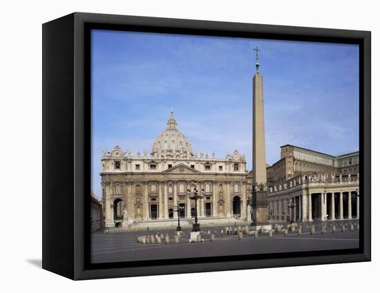 St. Peter's and St. Peter's Square, Vatican, Rome, Lazio, Italy-Peter Scholey-Framed Stretched Canvas