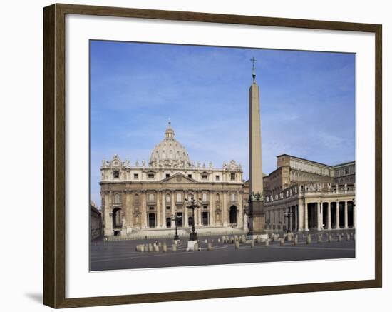 St. Peter's and St. Peter's Square, Vatican, Rome, Lazio, Italy-Peter Scholey-Framed Photographic Print